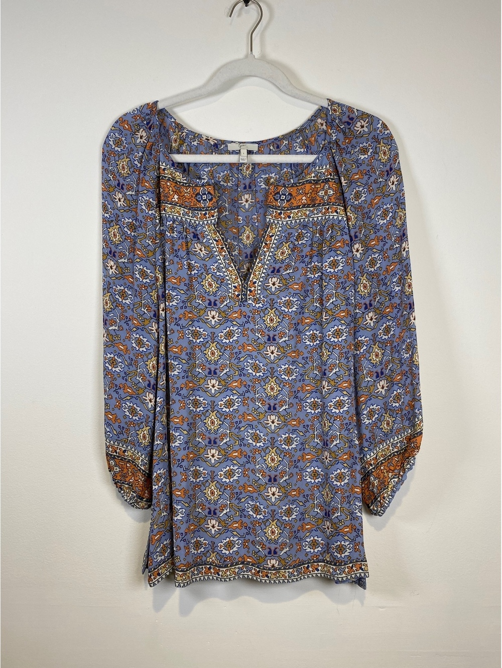 Joie Women's Silk Blouse Size Large Blue Floral Print